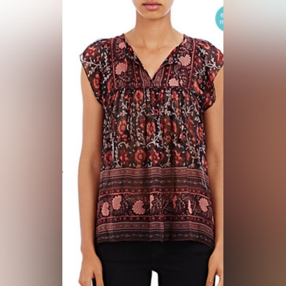 Ulla Johnson Silk Kosta Top Burgundy Size 4